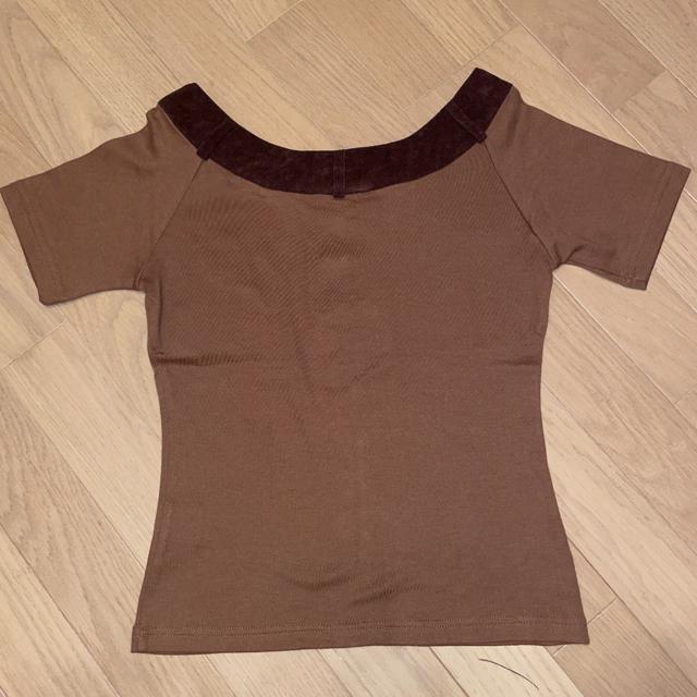 オシャレ 半袖カットソー ブラウン < 女性ファッション  オシャレ 半袖カットソー ブラウン < 女性ファッションの