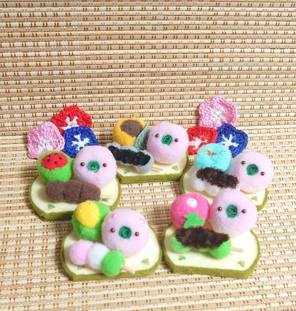 ハンドメイド♪ポンポン和菓子☆夏の練りきりと三色団子☆ < ペット/手芸/園芸 ハンドメイド♪ポンポン和菓子☆夏の練りきりと三色団子☆ < ペット/手芸/園芸の