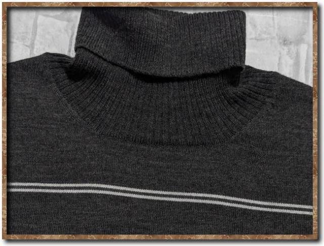 ジオスポーツ ボーダー半袖タートルニット 濃グレー < 女性ファッション  ジオスポーツ ボーダー半袖タートルニット 濃グレー < 女性ファッションの