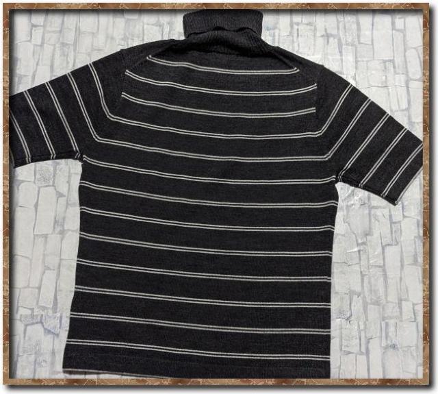 ジオスポーツ ボーダー半袖タートルニット 濃グレー < 女性ファッション  ジオスポーツ ボーダー半袖タートルニット 濃グレー < 女性ファッションの