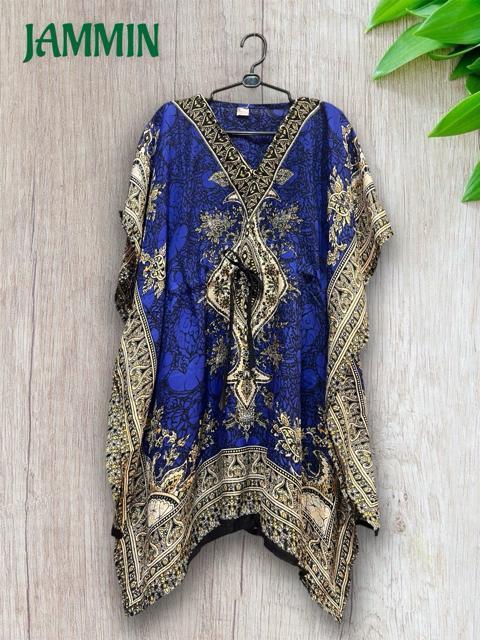 アジアンペーズリー柄ポンチョ風トップス エスニック 衣装 青 ヒッピー < 女性ファッション アジアンペーズリー柄ポンチョ風トップス エスニック 衣装 青 ヒッピー < 女性ファッションの