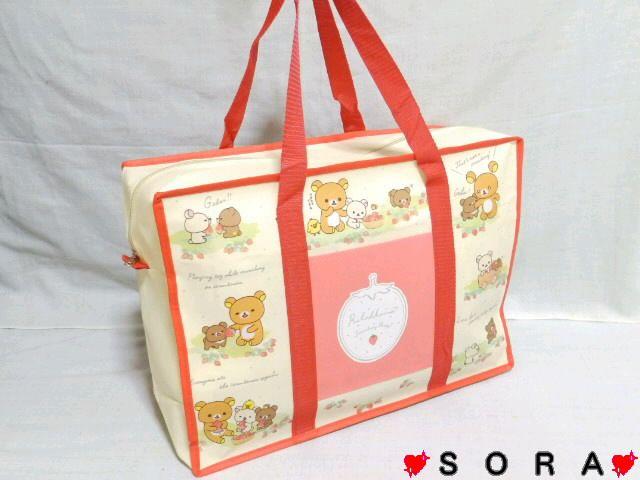 【リラックマ】可愛い♪買い物.アウトドアに 大容量 ビッグ イチゴ柄トートバッグ < アニメ/コミック/キャラクター 【リラックマ】可愛い♪買い物.アウトドアに 大容量 ビッグ イチゴ柄トートバッグ < アニメ/コミック/キャラクターの