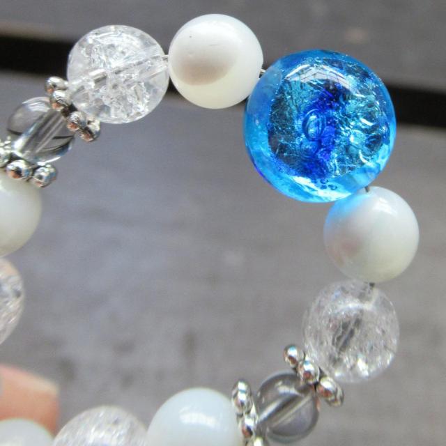 蓄光*ホタルガラスxマザーオブパールxアクアマリンストラップ < 家電/AV 蓄光*ホタルガラスxマザーオブパールxアクアマリンストラップ < 家電/AVの