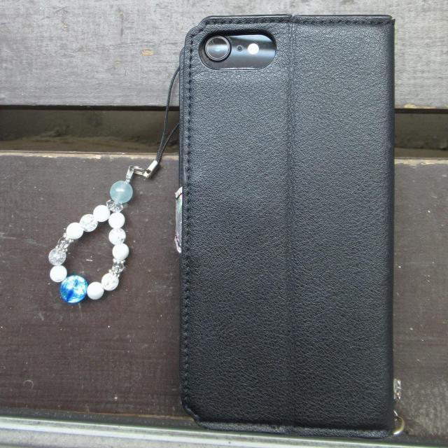 蓄光*ホタルガラスxマザーオブパールxアクアマリンストラップ < 家電/AV 蓄光*ホタルガラスxマザーオブパールxアクアマリンストラップ < 家電/AVの