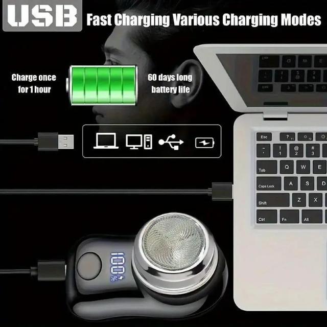 超お買い得690円★USB充電式デジタルディスプレイ&ステンレス鋼刃付きメンズ電気シェーバー1個 - 携帯用 < 家電/AV  超お買い得690円★USB充電式デジタルディスプレイ&ステンレス鋼刃付きメンズ電気シェーバー1個 - 携帯用 < 家電/AVの