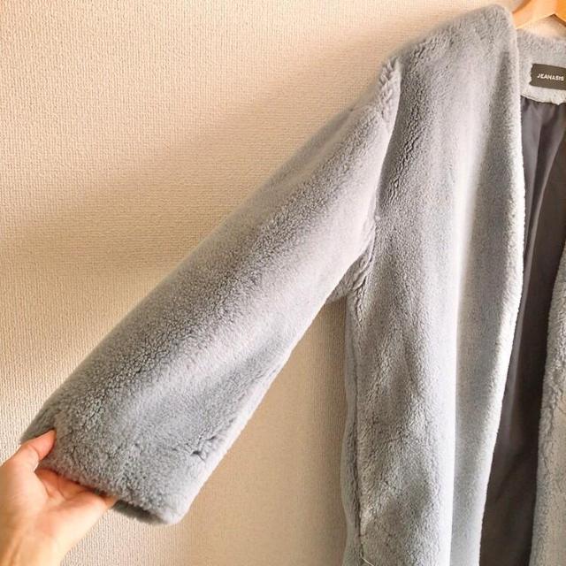 ◆JEANASIS/ジーナシス◆ボリュームファーノーカラーコート★ブルーF*シンプルコーデ美品♪ < ブランド  ◆JEANASIS/ジーナシス◆ボリュームファーノーカラーコート★ブルーF*シンプルコーデ美品♪ < ブランドの