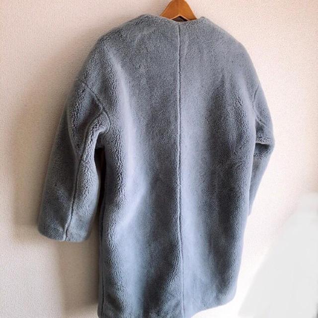 ◆JEANASIS/ジーナシス◆ボリュームファーノーカラーコート★ブルーF*シンプルコーデ美品♪ < ブランド  ◆JEANASIS/ジーナシス◆ボリュームファーノーカラーコート★ブルーF*シンプルコーデ美品♪ < ブランドの