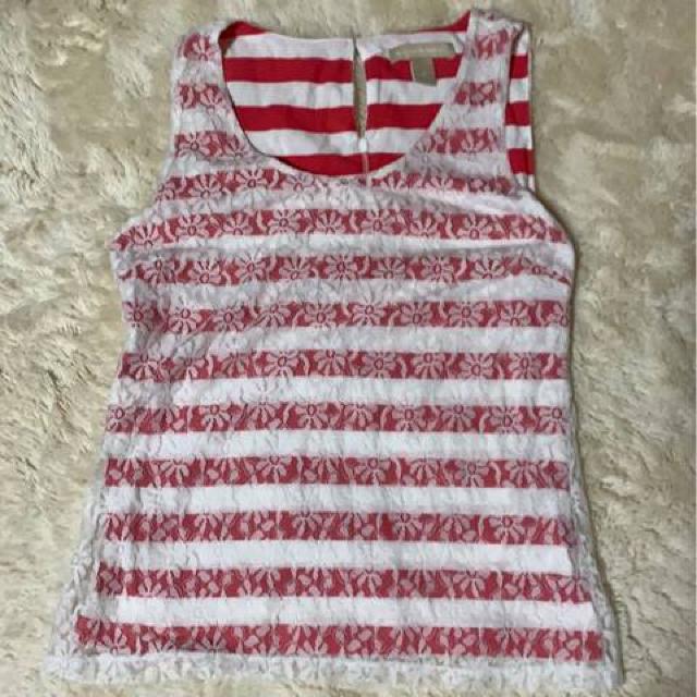 BANANA REPUBLIC レース&ボーダータンク Sサイズ < ブランド BANANA REPUBLIC レース&ボーダータンク Sサイズ < ブランドの