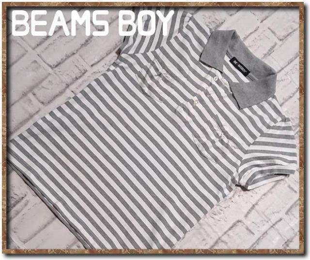 ビームスボーイ ボーダー半袖ポロシャツ 白×グレー < ブランド ビームスボーイ ボーダー半袖ポロシャツ 白×グレー < ブランドの