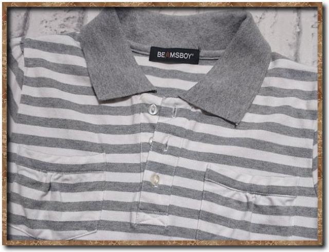 ビームスボーイ ボーダー半袖ポロシャツ 白×グレー < ブランド ビームスボーイ ボーダー半袖ポロシャツ 白×グレー < ブランドの