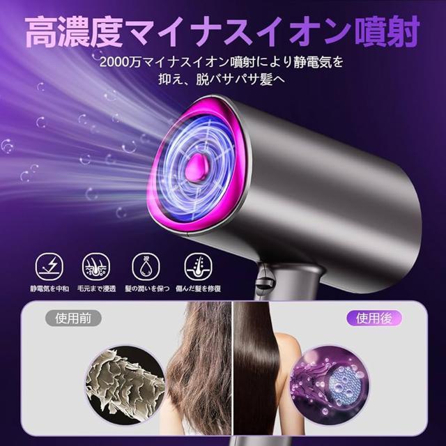 ヘアドライヤー 大風量 折り畳み式 60秒速乾 1400W ドライヤー マイナスイオン 3段階調整可能 温冷風切替 軽量 静音 < 家電/AV  ヘアドライヤー 大風量 折り畳み式 60秒速乾 1400W ドライヤー マイナスイオン 3段階調整可能 温冷風切替 軽量 静音 < 家電/AVの