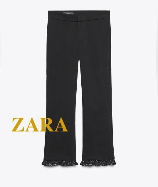 ZARAパンツ★スソのチラッとシフォンが可愛い!ブラックパンツ/新品♪ < ブランド ZARAパンツ★スソのチラッとシフォンが可愛い!ブラックパンツ/新品♪ < ブランドの