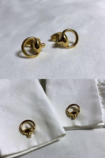 正規良レア グッチGUCCI ヴィンテージビットカフス デザインカフリンクス ゴールドボタン ラグジュアリー L < ブランド  正規良レア グッチGUCCI ヴィンテージビットカフス デザインカフリンクス ゴールドボタン ラグジュアリー L < ブランドの