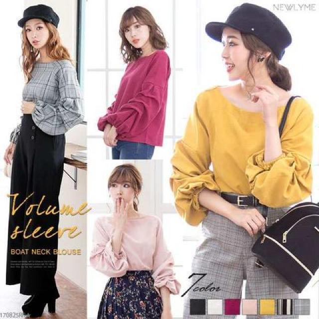 夢展望★くしゅくしゅボリューム袖 ボートネック ブラウス < ブランド 夢展望★くしゅくしゅボリューム袖 ボートネック ブラウス < ブランドの