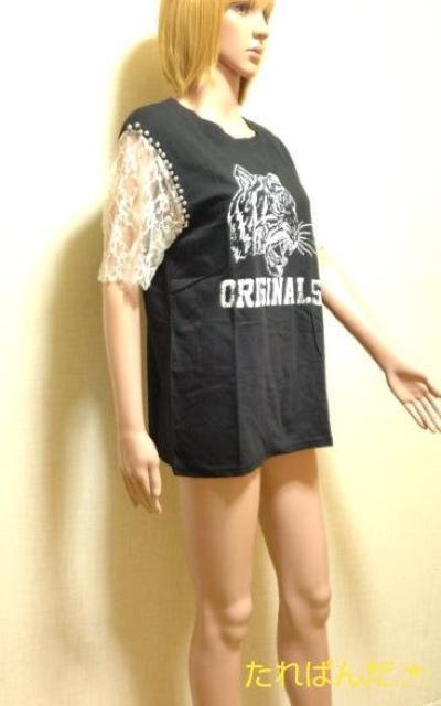 新品タグ付☆ICHOKU☆レース&ビジュ袖のカッコ可愛いカットソーT184☆3点で即落 < 女性ファッション  新品タグ付☆ICHOKU☆レース&ビジュ袖のカッコ可愛いカットソーT184☆3点で即落 < 女性ファッションの