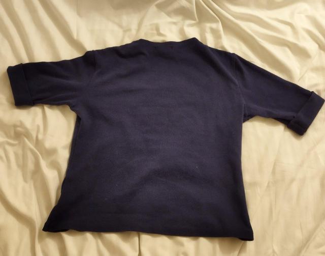 紺 ネイビー カットソーTシャツ フィット ハイネック クロップド 五分袖 < 女性ファッション  紺 ネイビー カットソーTシャツ フィット ハイネック クロップド 五分袖 < 女性ファッションの