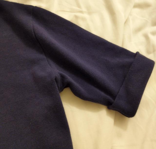 紺 ネイビー カットソーTシャツ フィット ハイネック クロップド 五分袖 < 女性ファッション  紺 ネイビー カットソーTシャツ フィット ハイネック クロップド 五分袖 < 女性ファッションの