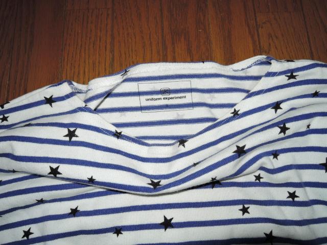 uniform experiment ドット柄 ロンTシャツ 3 白青系 ボーダー ☆星柄 カットソー SOPHNET. < ブランド uniform experiment ドット柄 ロンTシャツ 3 白青系 ボーダー ☆星柄 カットソー SOPHNET. < ブランドの