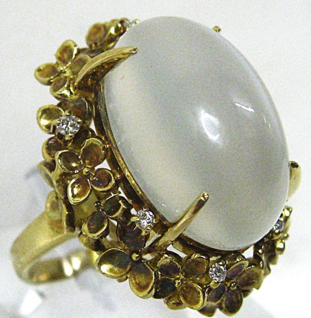 極美品K18 18金リング指輪 ムンストーン19.32ctダイヤ7ヶ0.12ct < 女性アクセサリー/時計 極美品K18 18金リング指輪 ムンストーン19.32ctダイヤ7ヶ0.12ct < 女性アクセサリー/時計の