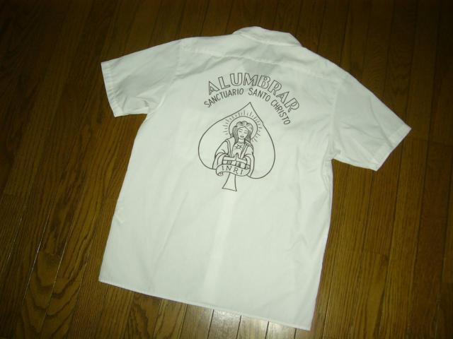 COOTIE クーティー 半袖 ワークシャツ M 白 マリアMARIA スペード INRI プリント < ブランド COOTIE クーティー 半袖 ワークシャツ M 白 マリアMARIA スペード INRI プリント < ブランドの