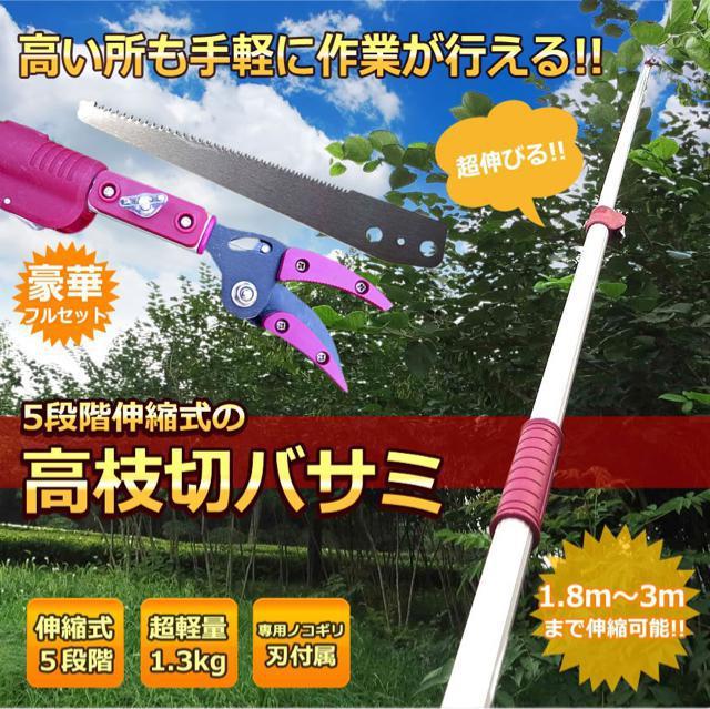 高枝切バサミ 5段階伸縮式 専用ノコギリ刃 超軽量 剪定 果実 採取 高枝切鋏 ガーデニング 庭 枝切り TAKAEDA < ペット/手芸/園芸  高枝切バサミ 5段階伸縮式 専用ノコギリ刃 超軽量 剪定 果実 採取 高枝切鋏 ガーデニング 庭 枝切り TAKAEDA < ペット/手芸/園芸の