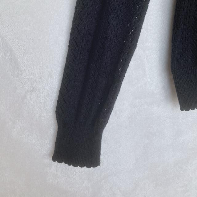 ハニーズ レース編み ニット カーディガン トップス L 黒 オフィスカジュアル N2m < ブランド  ハニーズ レース編み ニット カーディガン トップス L 黒 オフィスカジュアル N2m < ブランドの