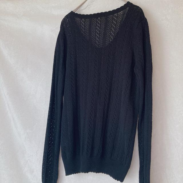 ハニーズ レース編み ニット カーディガン トップス L 黒 オフィスカジュアル N2m < ブランド  ハニーズ レース編み ニット カーディガン トップス L 黒 オフィスカジュアル N2m < ブランドの