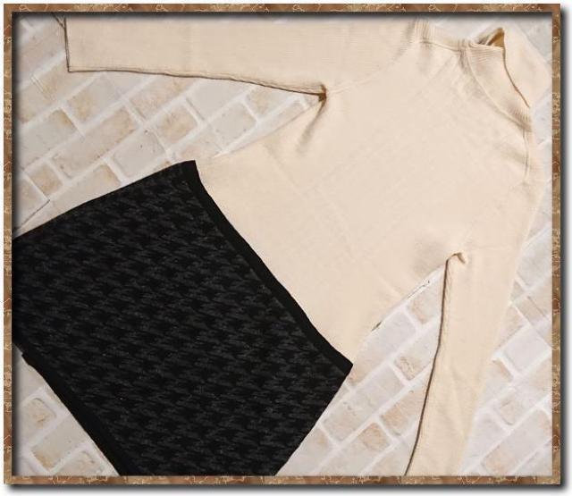 インディヴィ 切替ニットワンピース オフホワイト < ブランド  インディヴィ 切替ニットワンピース オフホワイト < ブランドの