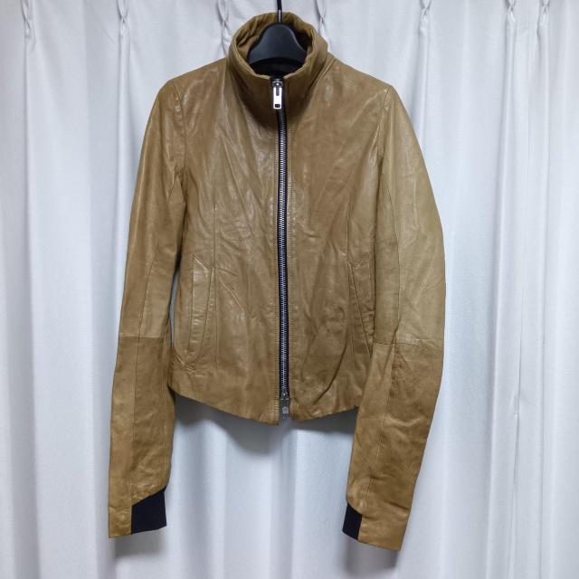 EKAM ラムレザー ライダースジャケット Sサイズ ベージュ エカム レザージャケット ブルゾン 日本製 中古 古着 羊革 皮 < 男性ファッション  EKAM ラムレザー ライダースジャケット Sサイズ ベージュ エカム レザージャケット ブルゾン 日本製 中古 古着 羊革 皮  < 男性ファッションの