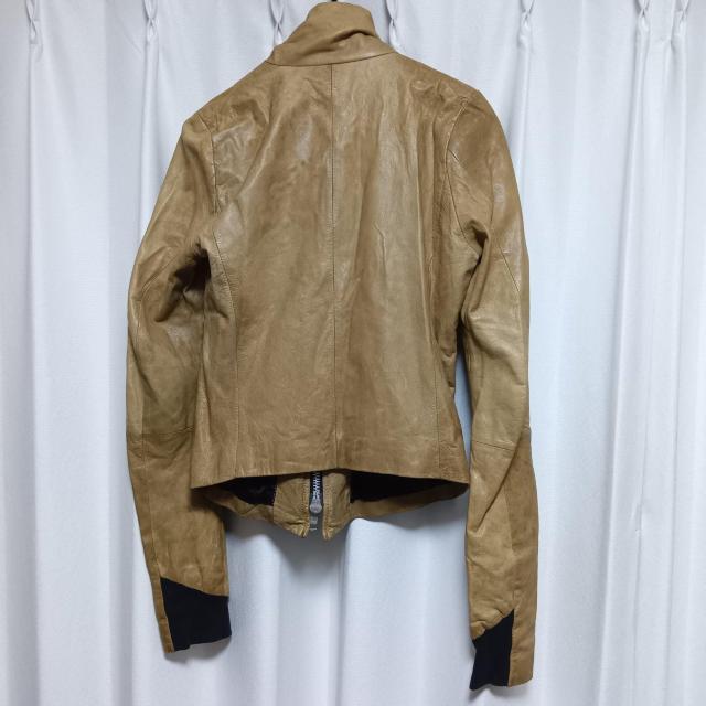 EKAM ラムレザー ライダースジャケット Sサイズ ベージュ エカム レザージャケット ブルゾン 日本製 中古 古着 羊革 皮 < 男性ファッション  EKAM ラムレザー ライダースジャケット Sサイズ ベージュ エカム レザージャケット ブルゾン 日本製 中古 古着 羊革 皮 < 男性ファッションの