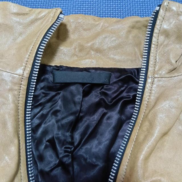 EKAM ラムレザー ライダースジャケット Sサイズ ベージュ エカム レザージャケット ブルゾン 日本製 中古 古着 羊革 皮 < 男性ファッション  EKAM ラムレザー ライダースジャケット Sサイズ ベージュ エカム レザージャケット ブルゾン 日本製 中古 古着 羊革 皮 < 男性ファッションの
