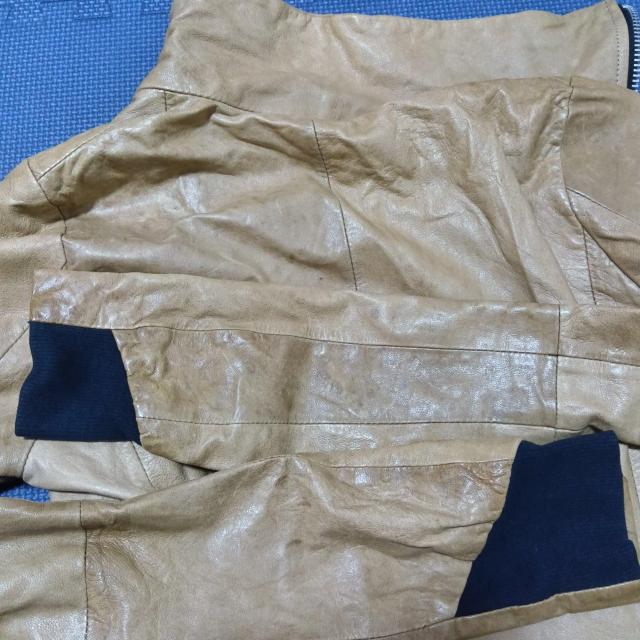 EKAM ラムレザー ライダースジャケット Sサイズ ベージュ エカム レザージャケット ブルゾン 日本製 中古 古着 羊革 皮 < 男性ファッション  EKAM ラムレザー ライダースジャケット Sサイズ ベージュ エカム レザージャケット ブルゾン 日本製 中古 古着 羊革 皮 < 男性ファッションの