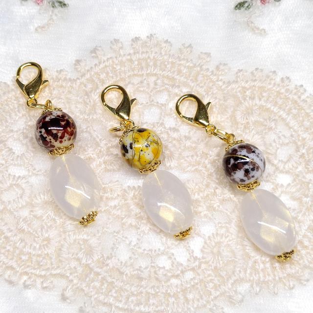 ハンドメイド☆ファスナーチャーム☆プリントビーズ☆3個セット < 女性ファッション ハンドメイド☆ファスナーチャーム☆プリントビーズ☆3個セット < 女性ファッションの