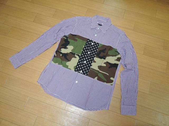 ソフネットSOPHNET.パッチワークチェックシャツS迷彩ドット柄 < ブランド  ソフネットSOPHNET.パッチワークチェックシャツS迷彩ドット柄 < ブランドの