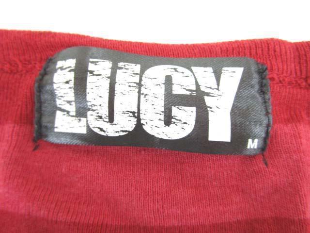 LUCY カーディガン 半袖 ボーダー トップス 赤 レッド M メンズ < 男性ファッション  LUCY カーディガン 半袖 ボーダー トップス 赤 レッド M メンズ < 男性ファッションの