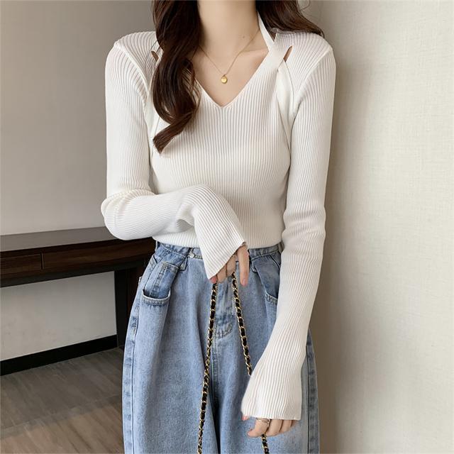 送料無料 新品 リブニットトップス レディース 韓国風 < 女性ファッション  送料無料 新品 リブニットトップス レディース 韓国風 < 女性ファッションの