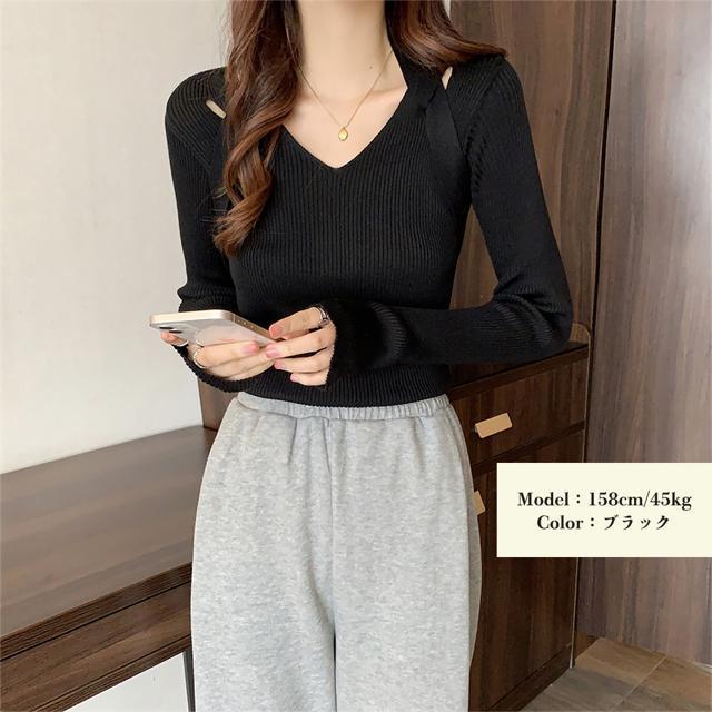 送料無料 新品 リブニットトップス レディース 韓国風 < 女性ファッション  送料無料 新品 リブニットトップス レディース 韓国風 < 女性ファッションの