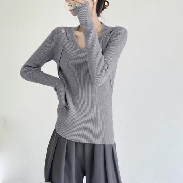 送料無料 新品 リブニットトップス レディース 韓国風 < 女性ファッション  送料無料 新品 リブニットトップス レディース 韓国風 < 女性ファッションの