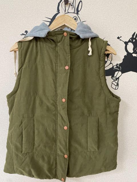 USPOP フード取り外し可能 中綿ベスト カーキ XLサイズ カジュアルアウター < 女性ファッション USPOP フード取り外し可能 中綿ベスト カーキ XLサイズ カジュアルアウター < 女性ファッションの
