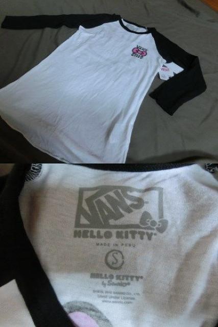 アメカジ【Vans】x【Hello Kitty】コラボ 7分袖丈プリントT US S < 女性ファッション  アメカジ【Vans】x【Hello Kitty】コラボ 7分袖丈プリントT US S < 女性ファッションの