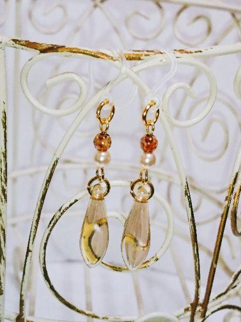 チェコタガーシャンパンナチュラルパール樹脂ピアス☆ < 女性アクセサリー/時計  チェコタガーシャンパンナチュラルパール樹脂ピアス☆ < 女性アクセサリー/時計の