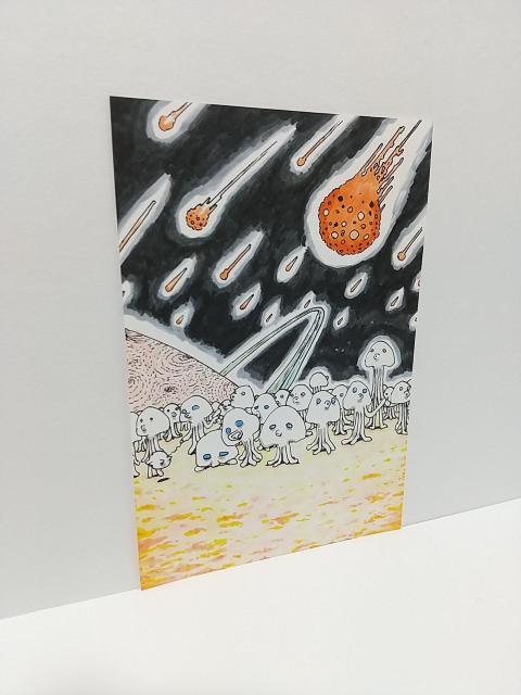 オリジナルイラスト 手描きイラスト タコ星人と惑星 ハンドメイド インテリア 絵 アート アナログ 自作 インテリア 原画 宇宙人 < アニメ/コミック/キャラクター  オリジナルイラスト 手描きイラスト タコ星人と惑星 ハンドメイド インテリア 絵 アート アナログ 自作 インテリア 原画 宇宙人 < アニメ/コミック/キャラクターの