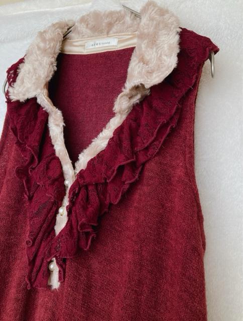 axes femme アクシーズ Aライン ファー襟 ノースリ ワンピース M N2m < ブランド  axes femme アクシーズ Aライン ファー襟 ノースリ ワンピース M N2m < ブランドの
