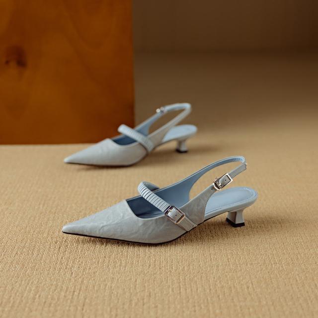 ポインテッドトゥラムレザーバックストラップサンダル全3色 < 女性ファッション  ポインテッドトゥラムレザーバックストラップサンダル全3色 < 女性ファッションの