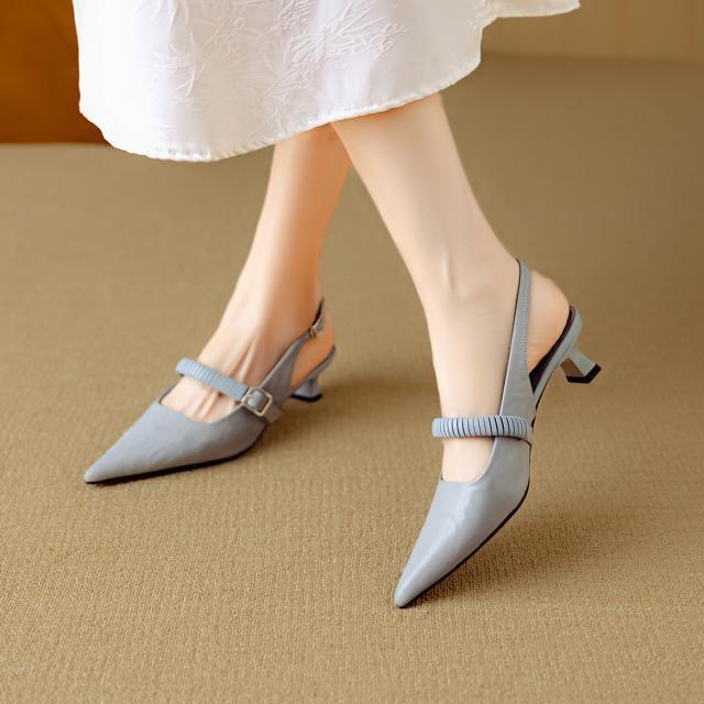 ポインテッドトゥラムレザーバックストラップサンダル全3色 < 女性ファッション  ポインテッドトゥラムレザーバックストラップサンダル全3色 < 女性ファッションの