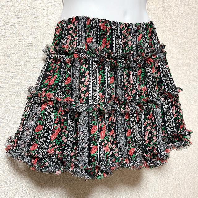 【新品】インパン内蔵☆シフォン素材花柄ティアードフリルミニスカート < 女性ファッション  【新品】インパン内蔵☆シフォン素材花柄ティアードフリルミニスカート < 女性ファッションの