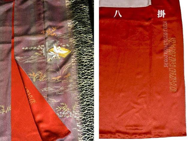 訪問着 最高級 新品同様 金彩 赤紫に黒暈染め 金駒シシュウ 鳳凰 地紙 カラー胴裏 身丈160cm 裄丈62cm T2998 < 女性ファッション  訪問着 最高級 新品同様 金彩 赤紫に黒暈染め 金駒シシュウ 鳳凰 地紙 カラー胴裏 身丈160cm 裄丈62cm T2998 < 女性ファッションの