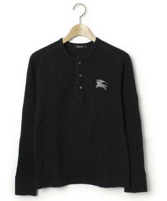 □バーバリーブラックレーベル ヘンリー 長袖Tシャツ/メンズ/2(M)☆黒☆厚手 < ブランド  □バーバリーブラックレーベル ヘンリー 長袖Tシャツ/メンズ/2(M)☆黒☆厚手  < ブランドの