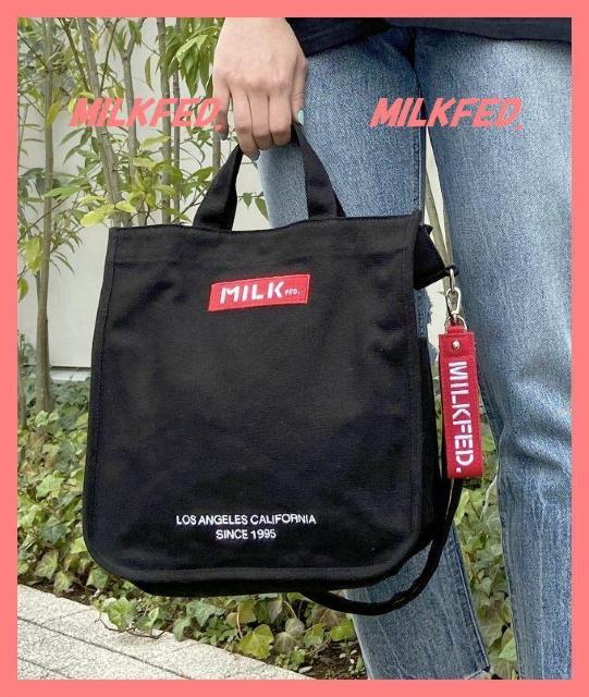 ☆ミルクフェド☆超美品♪キャンバスロゴ2wayミディトートショルダーバッグ黒☆ < ブランド ☆ミルクフェド☆超美品♪キャンバスロゴ2wayミディトートショルダーバッグ黒☆ < ブランドの