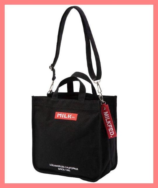 ☆ミルクフェド☆超美品♪キャンバスロゴ2wayミディトートショルダーバッグ黒☆ < ブランド ☆ミルクフェド☆超美品♪キャンバスロゴ2wayミディトートショルダーバッグ黒☆ < ブランドの